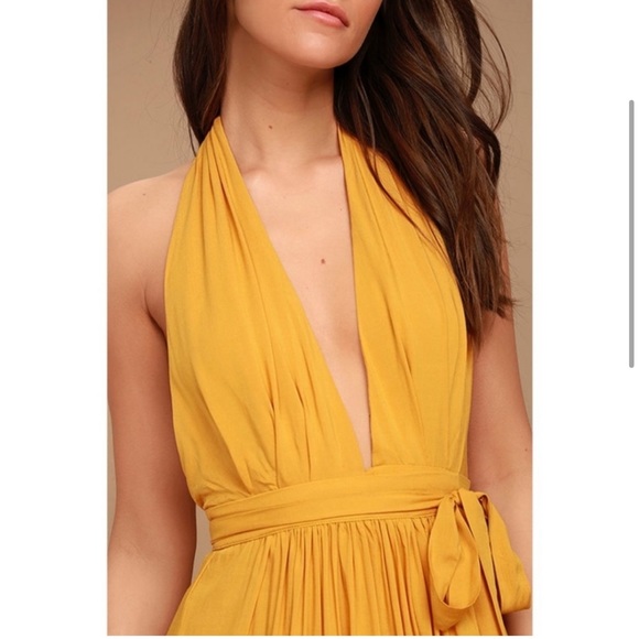 LULUS MAGICAL MOVEMENT MUSTARD YELLOW WRAP MAXI DRESS - Picture 3 of 5